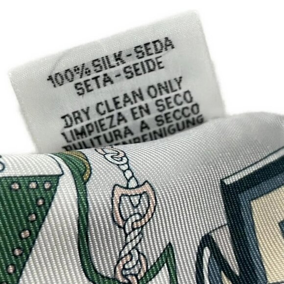 Auth HERMES Twilly - Cream Green Multi Silk Scarf - Picture 6 of 6